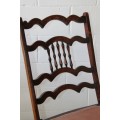 A fabulous teak Victorian antique garden/ patio folding chair w/ upholstered seat and spindle back