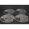 3x stunning sets (of 6x each) fish shaped glass dinner plates in great condition; bid/set - RS17Sale