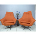 Two fabulous newly upholstered funky vintage retro "egg" chairs in excellent condition - a rare find
