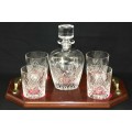A magnificent set of lead crystal whiskey glasses and stunning decanter on a tray - stunning!