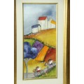 A beautiful and vibrant framed original signed "Petro van Graan" mixed media painting = Stunning!!!