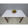 A lovely vintage "white" 6-seater solid wood kitchen/ patio/ work table. Stunning in informal areas