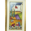 A stunning and vibrant framed original signed "Petro van Graan" mixed media painting = Exquisite!!!