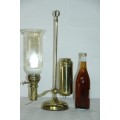 A superb antique Victorian electrical solid brass "Kerosene" student lamp with a glass shade