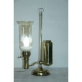A superb antique Victorian electrical solid brass "Kerosene" student lamp with a glass shade