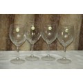 A stunning boxed set of 4x french Cristal d'Arques Grande Reserve 72cl crystal balloon wine glasses