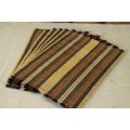 Wonderful set of six Jute Bamboo table/place mats with blue and brown thread in great condition RS17