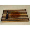 Wonderful set of six Jute Bamboo table/place mats with blue and brown thread in great condition RS17