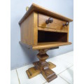 A beautiful, large stylish pine pedestal with a drawer. Chunky, solid furniture!!