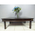 A superb (larger) dark oak coffee table with eye-catching metalwork detailing - stunning!!