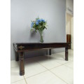 A superb (larger) dark oak coffee table with eye-catching metalwork detailing - stunning!!