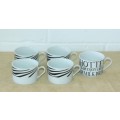 An awesome collection of five "black and white" porcelain tea/ coffee cups in excellent condition