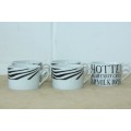 An awesome collection of five "black and white" porcelain tea/ coffee cups in excellent condition