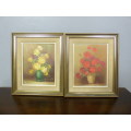 Two beautifully framed, signed Robert Cox oil paintings of flowers, stunning South African art!!!