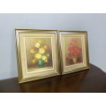 Two beautifully framed, signed Robert Cox oil paintings of flowers, stunning South African art!!!