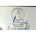 An RSA (1976) 'World Tournament' first day cover w/ stamps - Signed by Piet Koornhof!
