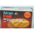 Five awesome boxes of vintage "Alcan Foil" 475ml oval pie foil dishes - never used; bid/box