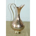 A beautiful vintage solid copper pitcher/ jug with solid brass embellishments and detailing