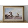An incredible signed and framed oil painting of a farm scene in very good condition