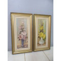 2 fabulous original signed "Santa Pheiffer" oil paintings of flowers framed in a stunning frame!bid/