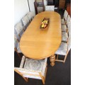 Absolutely spectacular oak 10-seater extendable dining room suite c/w magnificent upholstered chairs
