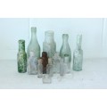 An awesome collection of 14x assorted vintage & antique glass bottles; bid/bottle
