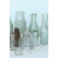 An awesome collection of 14x assorted vintage & antique glass bottles; bid/bottle