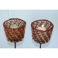 Two stunning tall stemmed beaded candle holders in awesome condition; bid/holder