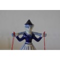 A stunning hand painted original "Delft Blaauw" porcelain Milk carrier figurine with the Certificate
