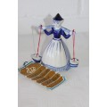 A stunning hand painted original "Delft Blaauw" porcelain Milk carrier figurine with the Certificate