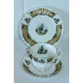 An incredibly rare vintage "Royal Albert" Knotty Pine trio, including teacup, saucer & cake plate