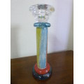 A beautiful, colourful vintage hand made in Sweden and signed "Kosta Boda" glass candle holder.
