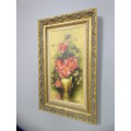 A fabulous framed original signed "Jeanette Dykman" still life oil painting of pink roses!! Gorgeous