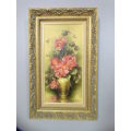 A fabulous framed original signed "Jeanette Dykman" still life oil painting of pink roses!! Gorgeous