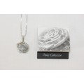 An exquisite original Jenna Clifford sterling silver "The Rose" pendant on an Italian silver chain