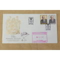 An RSA (1984) "State President P.W. Botha" first day cover w/ stamps - signed by P.W. Botha!