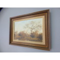 An exquisite signed and framed "Rose" bushveld landscape oil painting in very good condition