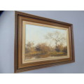 An exquisite signed and framed "Rose" bushveld landscape oil painting in very good condition