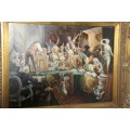 A magnificent original signed "R. De Greef" oil on board painting in an superb antique gild frame
