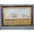 ***price reduced** Original signed and framed "Francois Koch" Karoo bush veld landscape oil painting