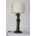 An exquisite tall "Leopard" moulded table lamp and shade with beautiful detailing in working order