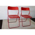 Two awesome "retro" red metal folding chairs in good condition - bid/chair