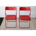 Two awesome "retro" red metal folding chairs in good condition - bid/chair