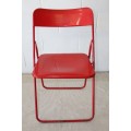 Two awesome "retro" red metal folding chairs in good condition - bid/chair