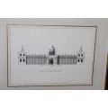 An architectural framed print titled "The prospect of Montague House to the street - London" RS17