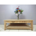 A superb (larger) light wood coffee table with four drawers - stunning!! - ideal for shabby chic too