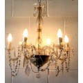 A superb crystal chandelier with frosted glass, curved glass arms and 6x light fittings - stunning!