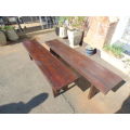 Two stunning and sturdy long wooden outdoor benches in great condition!! Bid/bench