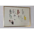A stunning limited edition signed lithograph of traditional Tunisian clothing - framed behind glass