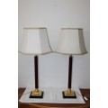 Two magnificent tall table lamps with gorgeous lampshades & brass bases in stunning condition